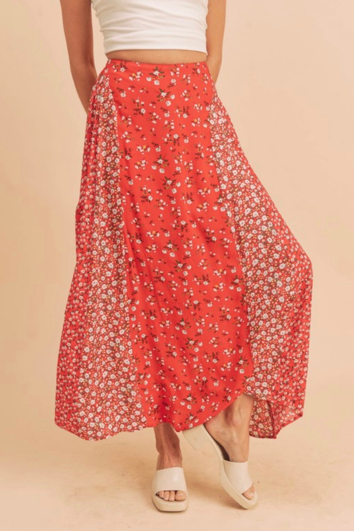 Mixed Floral Maxi Skirt