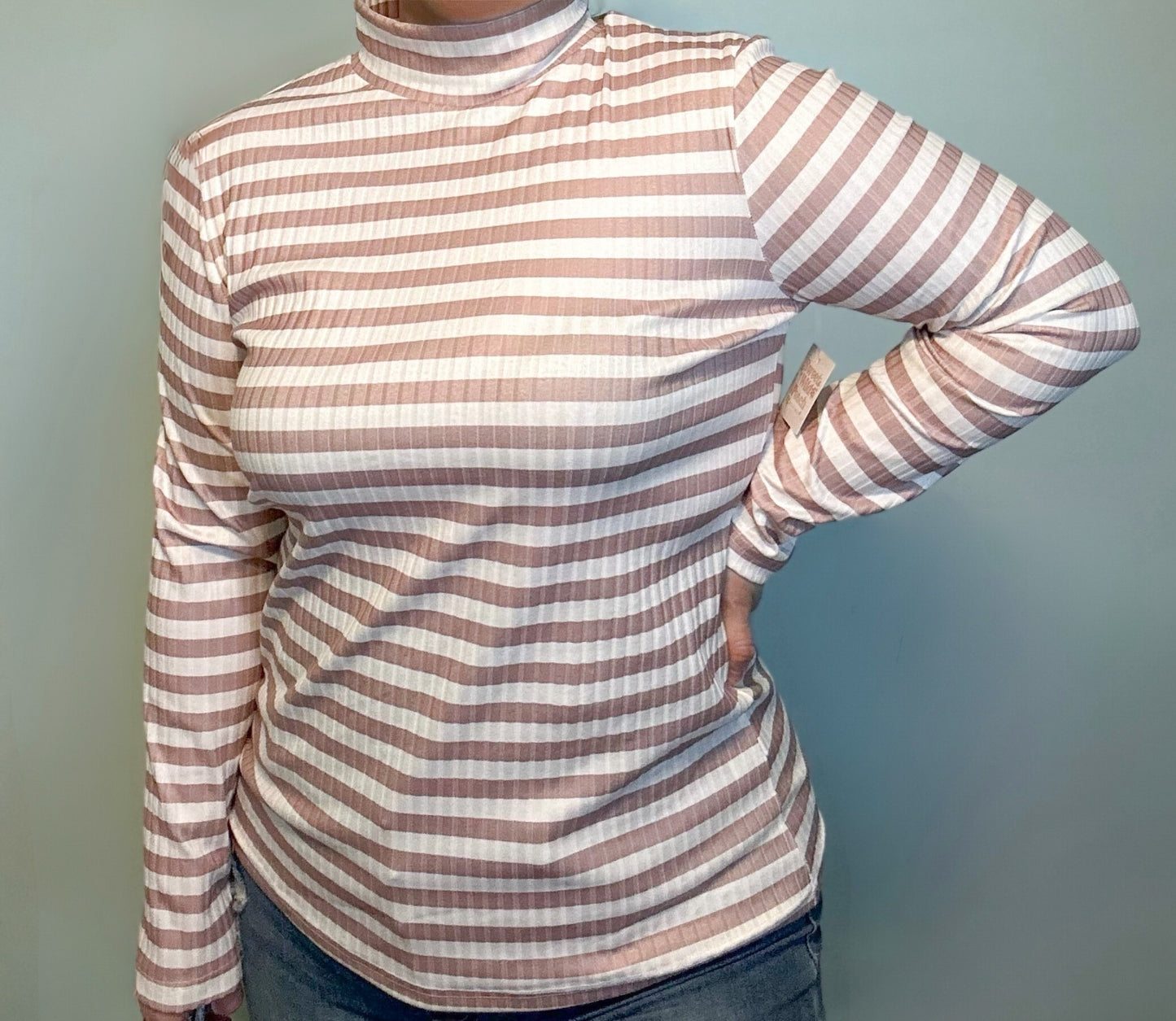 Striped Mock Neck