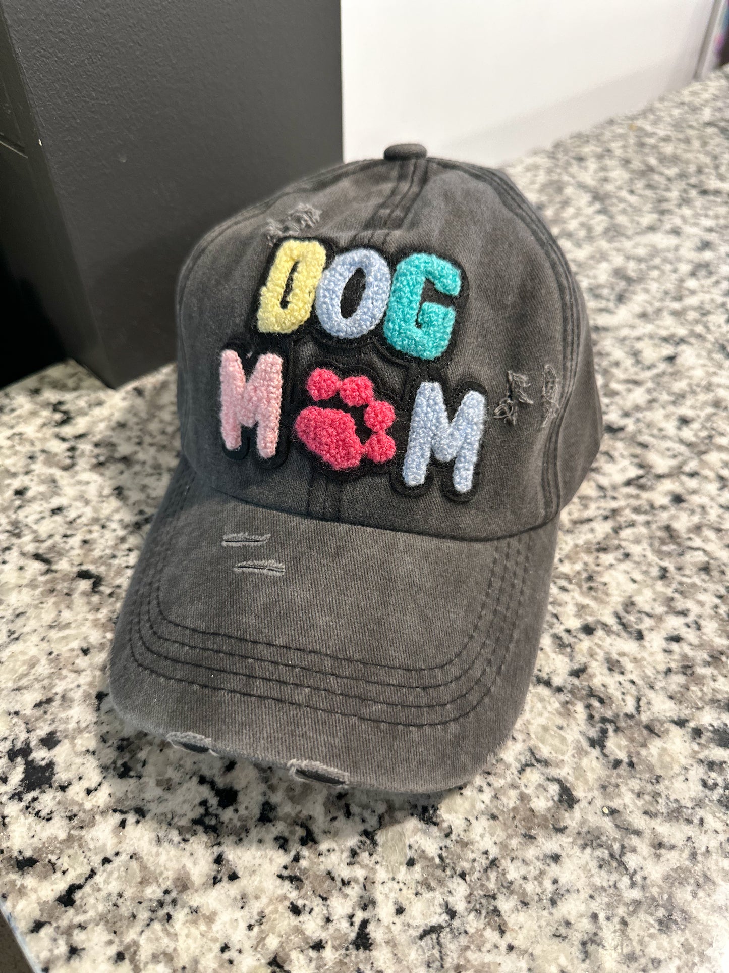 Dog Mom Distressed Baseball Cap